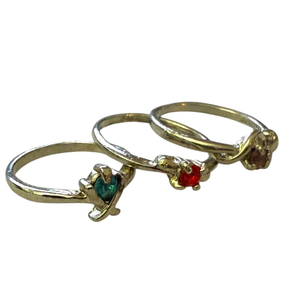 Silver 3 Ring Lot With Gemstones Stacking Or Multi Finger Set Size 5-7
